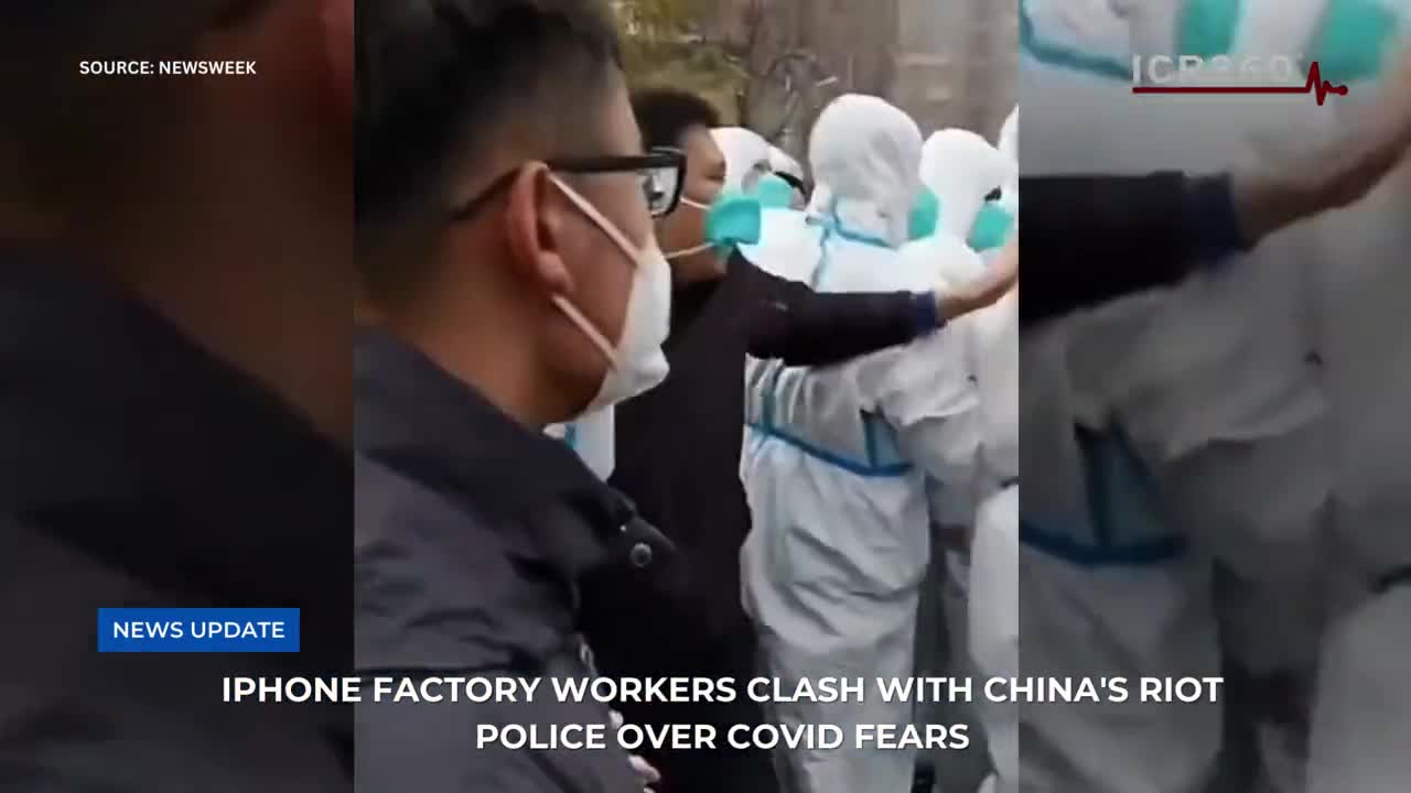 China’s riot police clash with iPhone factory workers over ‘Covid fears’