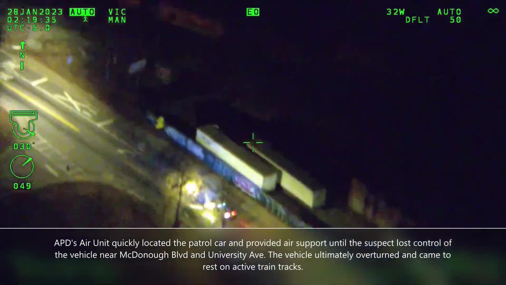 Officers remove suspect from stolen police car moments before he was hit by a train in Atlanta [VIDEO]