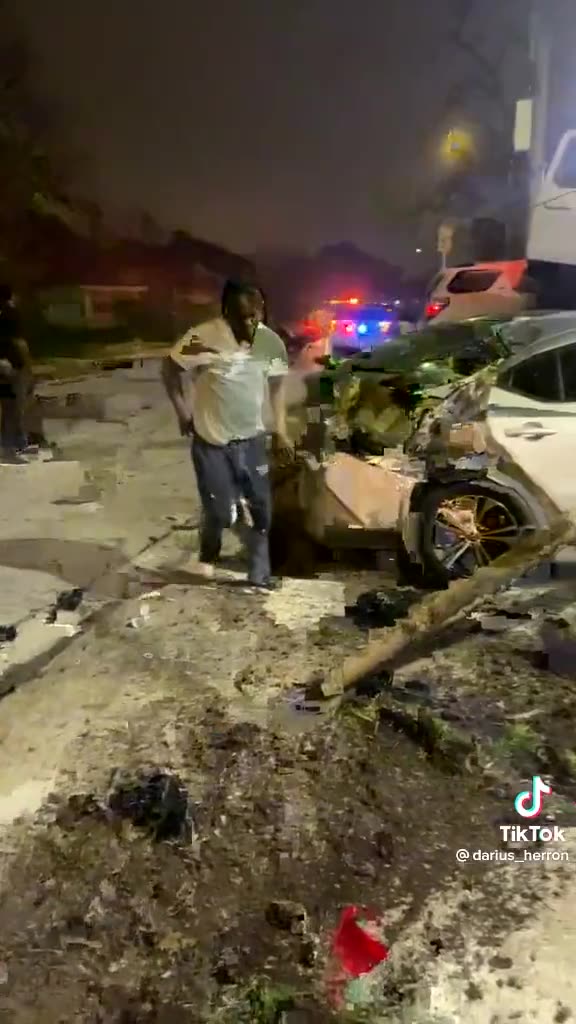 The pickup plowed into four parked cars and injured two in Houston, Texas [VIDEO]